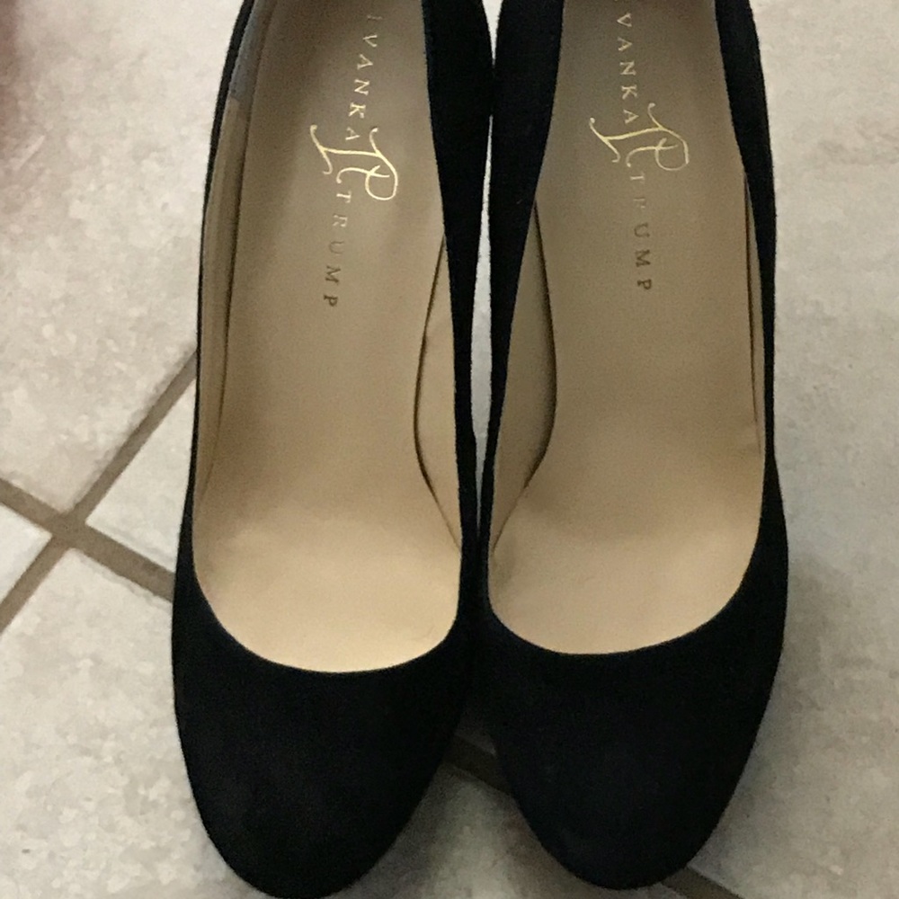 Black suede pumps